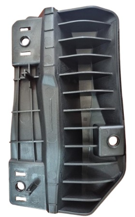 A grey bracket with a ribbed back and two mounting holes.