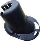A dark blue-grey conical boot on a round flanged base.