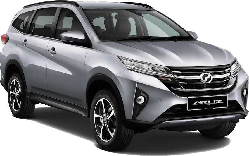 A silver seven-seat SUV.