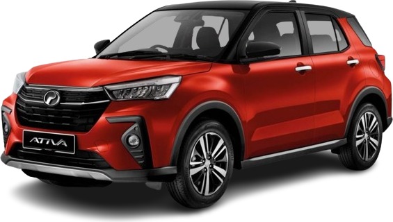 A red compact SUV with a black roof.