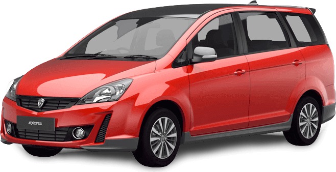 A red MPV with a black roof.