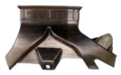 A black curved duct molding with a flared outlet.