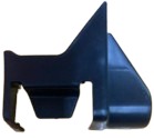 A dark blue angled side cover, one hand of a pair.